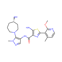 COc1nccc(C)c1-c1nc(C(=O)Nc2cnn(C)c2N2CCC[C@H](N)CC2)c(N)s1 ZINC000169699476