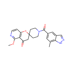 COc1nccc2c1C(=O)CC1(CCN(C(=O)c3cc(C)c4[nH]ncc4c3)CC1)O2 ZINC000049067745