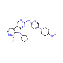 COc1nccc2c3cnc(Nc4ccc(N5CCC(N(C)C)CC5)cn4)nc3n(C3CCCC3)c12 ZINC000117695953