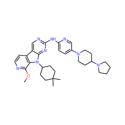 COc1nccc2c3cnc(Nc4ccc(N5CCC(N6CCCC6)CC5)cn4)nc3n(C3CCC(C)(C)CC3)c12 ZINC000117686162