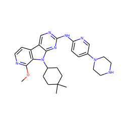 COc1nccc2c3cnc(Nc4ccc(N5CCNCC5)cn4)nc3n(C3CCC(C)(C)CC3)c12 ZINC000117684462