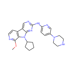 COc1nccc2c3cnc(Nc4ccc(N5CCNCC5)cn4)nc3n(C3CCCC3)c12 ZINC000117685866