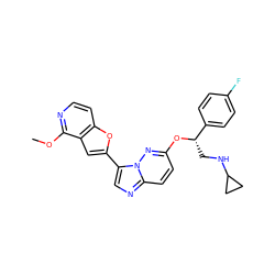 COc1nccc2oc(-c3cnc4ccc(O[C@@H](CNC5CC5)c5ccc(F)cc5)nn34)cc12 ZINC000205344259