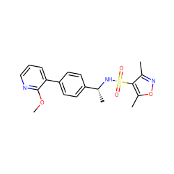 COc1ncccc1-c1ccc([C@@H](C)NS(=O)(=O)c2c(C)noc2C)cc1 ZINC000066262107