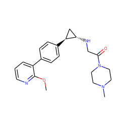 COc1ncccc1-c1ccc([C@H]2C[C@@H]2NCC(=O)N2CCN(C)CC2)cc1 ZINC000096172313