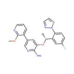 COc1ncccc1-c1cnc(N)c(O[C@H](C)c2cc(F)ccc2-n2nccn2)c1 ZINC000103249669