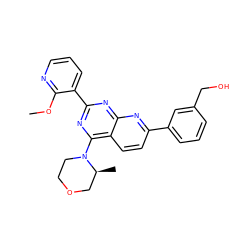 COc1ncccc1-c1nc(N2CCOC[C@@H]2C)c2ccc(-c3cccc(CO)c3)nc2n1 ZINC000168723877