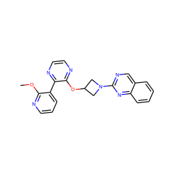 COc1ncccc1-c1nccnc1OC1CN(c2ncc3ccccc3n2)C1 ZINC000096168820
