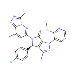 COc1ncccc1-n1nc(C)c2c1C(=O)N(c1cc(C)c3nnc(C)n3n1)[C@@H]2c1ccc(Cl)cc1 ZINC000220242889