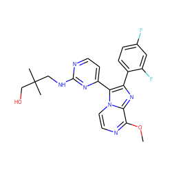 COc1nccn2c(-c3ccnc(NCC(C)(C)CO)n3)c(-c3ccc(F)cc3F)nc12 ZINC000063540192