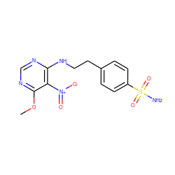 COc1ncnc(NCCc2ccc(S(N)(=O)=O)cc2)c1[N+](=O)[O-] ZINC000058638843