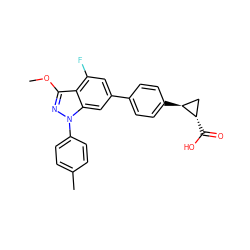 COc1nn(-c2ccc(C)cc2)c2cc(-c3ccc([C@H]4C[C@@H]4C(=O)O)cc3)cc(F)c12 ZINC001772651237