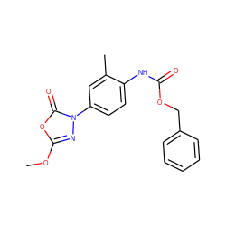 COc1nn(-c2ccc(NC(=O)OCc3ccccc3)c(C)c2)c(=O)o1 ZINC000000592819