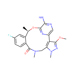 COc1nn(C)c2c1-c1cnc(N)c(n1)O[C@H](C)c1cc(F)ccc1C(=O)N(C)C2 ZINC000169352672