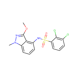 COc1nn(C)c2cccc(NS(=O)(=O)c3cccc(Cl)c3Cl)c12 ZINC001772602441