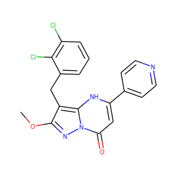 COc1nn2c(=O)cc(-c3ccncc3)[nH]c2c1Cc1cccc(Cl)c1Cl ZINC000095583684