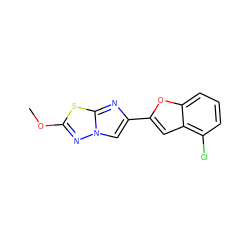 COc1nn2cc(-c3cc4c(Cl)cccc4o3)nc2s1 ZINC000653679798