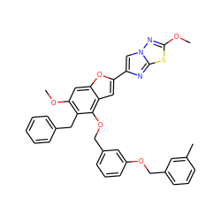 COc1nn2cc(-c3cc4c(OCc5cccc(OCc6cccc(C)c6)c5)c(Cc5ccccc5)c(OC)cc4o3)nc2s1 ZINC000653666907