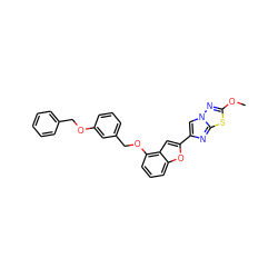 COc1nn2cc(-c3cc4c(OCc5cccc(OCc6ccccc6)c5)cccc4o3)nc2s1 ZINC000205933163