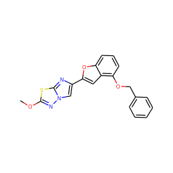 COc1nn2cc(-c3cc4c(OCc5ccccc5)cccc4o3)nc2s1 ZINC000205918142