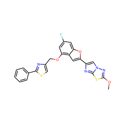 COc1nn2cc(-c3cc4c(OCc5csc(-c6ccccc6)n5)cc(F)cc4o3)nc2s1 ZINC000216138657