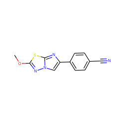 COc1nn2cc(-c3ccc(C#N)cc3)nc2s1 ZINC001772583110