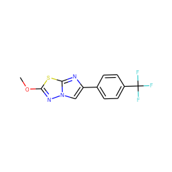 COc1nn2cc(-c3ccc(C(F)(F)F)cc3)nc2s1 ZINC001772644002