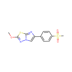 COc1nn2cc(-c3ccc(S(C)(=O)=O)cc3)nc2s1 ZINC001772648094