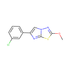 COc1nn2cc(-c3cccc(Cl)c3)nc2s1 ZINC001772579072