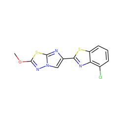 COc1nn2cc(-c3nc4c(Cl)cccc4s3)nc2s1 ZINC000653686465