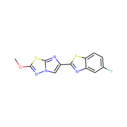 COc1nn2cc(-c3nc4cc(F)ccc4s3)nc2s1 ZINC000653665417