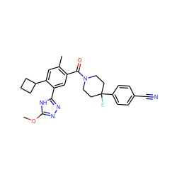 COc1nnc(-c2cc(C(=O)N3CCC(F)(c4ccc(C#N)cc4)CC3)c(C)cc2C2CCC2)[nH]1 ZINC000150235126