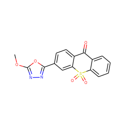 COc1nnc(-c2ccc3c(c2)S(=O)(=O)c2ccccc2C3=O)o1 ZINC000013755834