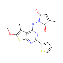 COc1sc2nc(-c3cccs3)nc(NN3C(=O)C=C(C)C3=O)c2c1C ZINC000146444632