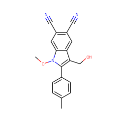 COn1c(-c2ccc(C)cc2)c(CO)c2cc(C#N)c(C#N)cc21 ZINC000653854396