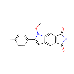 COn1c(-c2ccc(C)cc2)cc2cc3c(cc21)C(=O)NC3=O ZINC000653846215