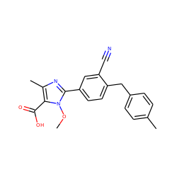 COn1c(-c2ccc(Cc3ccc(C)cc3)c(C#N)c2)nc(C)c1C(=O)O ZINC000473154255