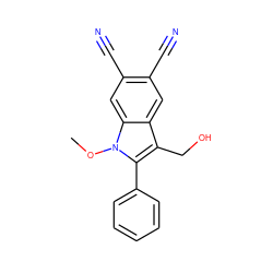 COn1c(-c2ccccc2)c(CO)c2cc(C#N)c(C#N)cc21 ZINC000653852850