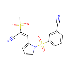 CS(=O)(=O)/C(C#N)=C/c1cccn1S(=O)(=O)c1cccc(C#N)c1 ZINC000066102860