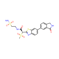 CS(=O)(=O)[C@@H](C(=O)NCCS(N)(=O)=O)c1nc2ccc(-c3ccc4c(c3)C(=O)NC4)cc2s1 ZINC000144429693