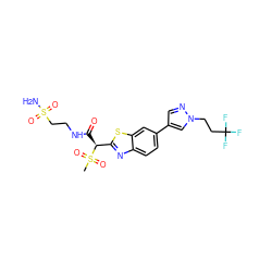 CS(=O)(=O)[C@@H](C(=O)NCCS(N)(=O)=O)c1nc2ccc(-c3cnn(CCC(F)(F)F)c3)cc2s1 ZINC000144060608