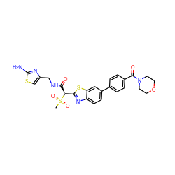 CS(=O)(=O)[C@@H](C(=O)NCc1csc(N)n1)c1nc2ccc(-c3ccc(C(=O)N4CCOCC4)cc3)cc2s1 ZINC000144145831