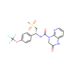 CS(=O)(=O)C[C@H](NC(=O)N1CC(=O)Nc2cccnc21)c1ccc(OC(F)(F)F)cc1 ZINC001772614193