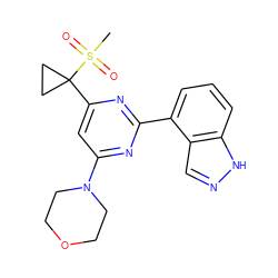 CS(=O)(=O)C1(c2cc(N3CCOCC3)nc(-c3cccc4[nH]ncc34)n2)CC1 ZINC000095583378