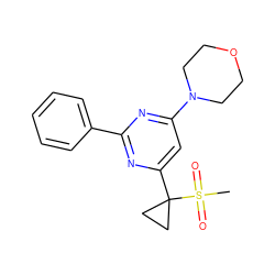 CS(=O)(=O)C1(c2cc(N3CCOCC3)nc(-c3ccccc3)n2)CC1 ZINC000095584227