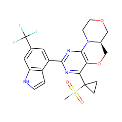 CS(=O)(=O)C1(c2nc(-c3cc(C(F)(F)F)cc4[nH]ccc34)nc3c2OC[C@@H]2COCCN32)CC1 ZINC000218253379