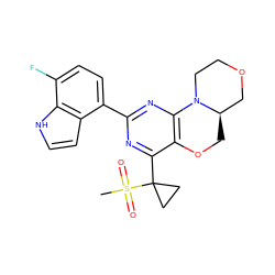 CS(=O)(=O)C1(c2nc(-c3ccc(F)c4[nH]ccc34)nc3c2OC[C@@H]2COCCN32)CC1 ZINC000218253226