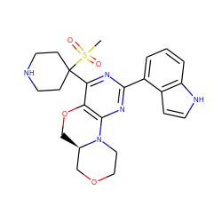 CS(=O)(=O)C1(c2nc(-c3cccc4[nH]ccc34)nc3c2OC[C@@H]2COCCN32)CCNCC1 ZINC000218026273