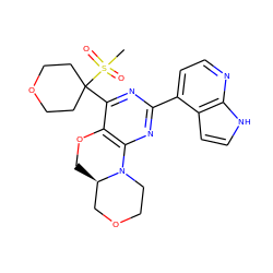 CS(=O)(=O)C1(c2nc(-c3ccnc4[nH]ccc34)nc3c2OC[C@@H]2COCCN32)CCOCC1 ZINC000221366750