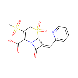 CS(=O)(=O)C1=C(C(=O)O)N2C(=O)/C(=C/c3ccccn3)[C@H]2S(=O)(=O)C1 ZINC000013443007